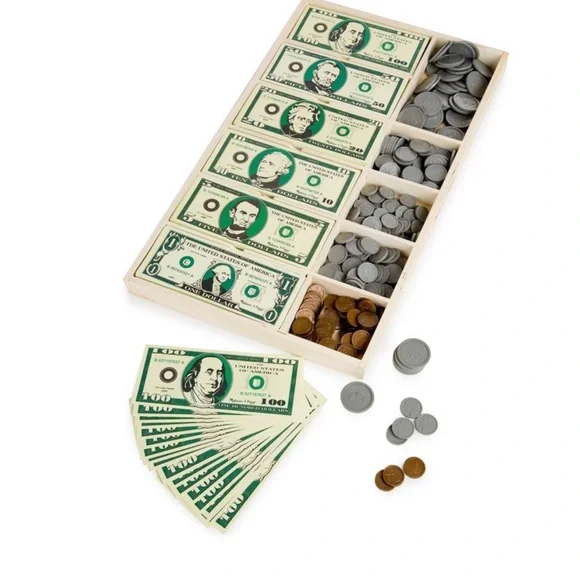 Lakeshore Toy Cash Register with Play Money and Melissa and Doug Play Money Set. - Picture 3 of 12